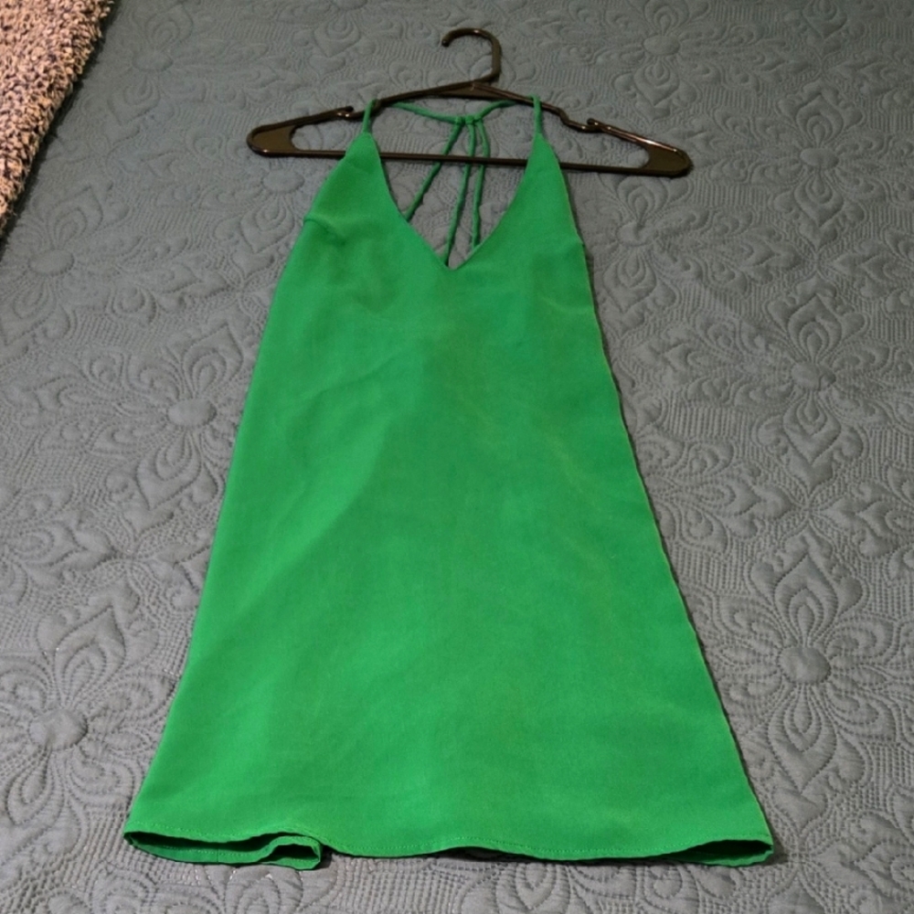 Green Backless Halter Sundress for Cocktail